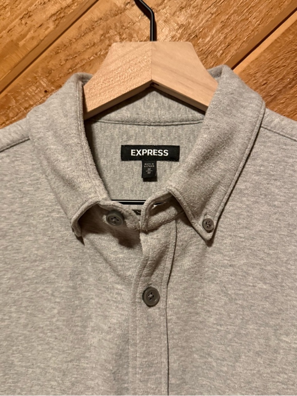 Express Light Gray Button-Front Shirt